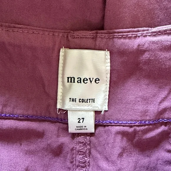 Anthropologie Maeve The Colette Wide Leg Crop Pants Mauve 27 - Picture 6 of 7